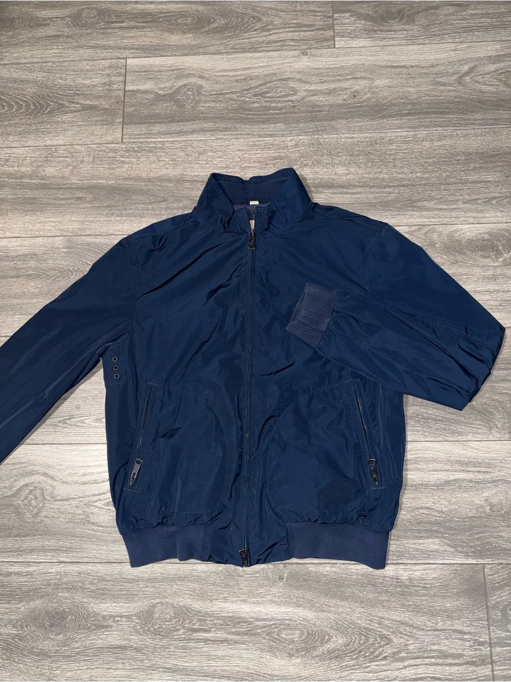Burberry Navy Bomber Jacket with Zip Front